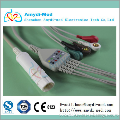 Drager 3 lead ecg cable,3 lead with leadwires,round 10pin